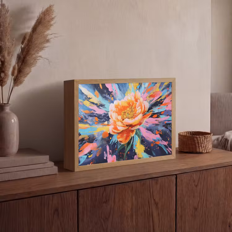 Bloemexplosie - Felle spatten - Dynamisch Light Box met batterij (Wandlamp) middel -sfeer2