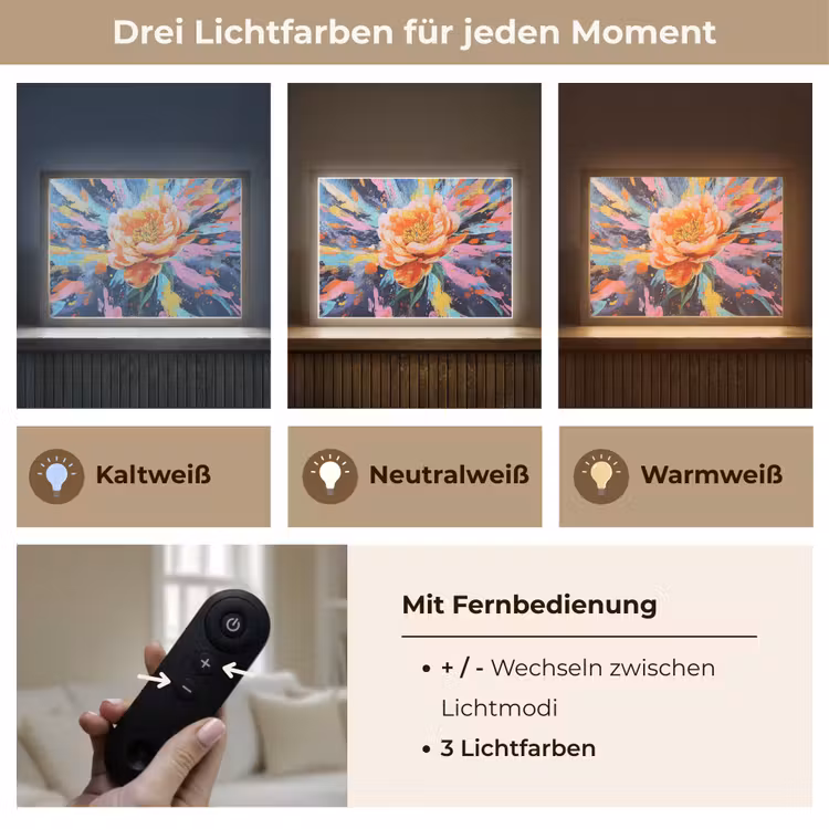Bloemexplosie - Felle spatten - Dynamisch Light Box met batterij (Wandlamp) middel -USP_lichtkleurDE
