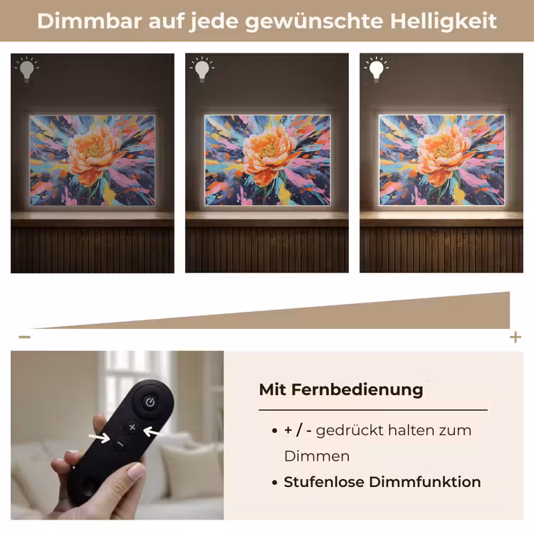 Bloemexplosie - Felle spatten - Dynamisch Light Box met batterij (Wandlamp) middel -USP_dimbaarDE