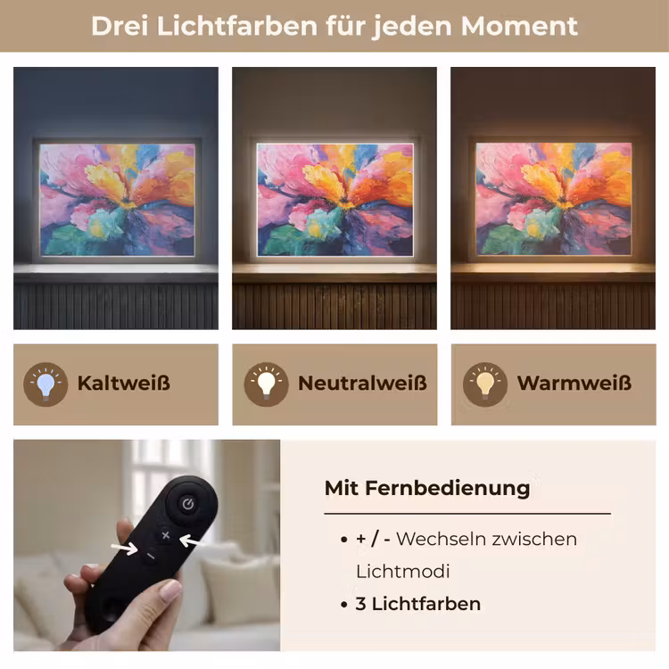 Bloemexplosie - Veelkleurig - Bewegend Light Box met batterij (Wandlamp) middel -USP_lichtkleurDE