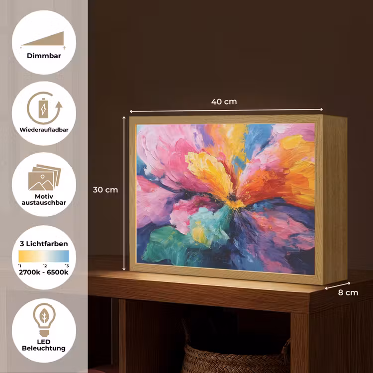 Bloemexplosie - Veelkleurig - Bewegend Light Box met batterij (Wandlamp) middel -USP_websiteoverzichtDE