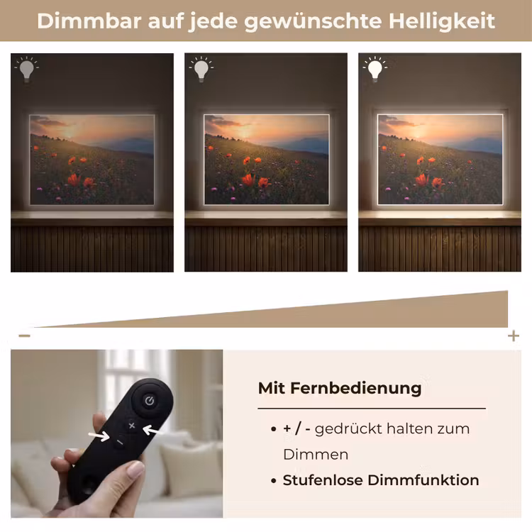 Bloemenveld - Gras - Bloemen - Planten - Zonsondergang - Oranje Light Box met batterij (Wandlamp) middel -USP_dimbaarDE