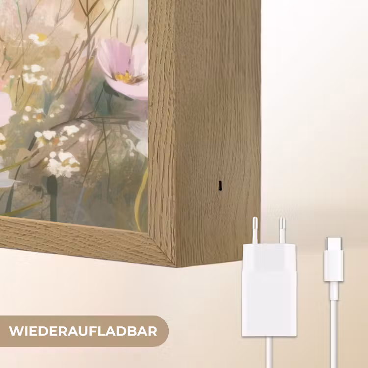 Bloemenveld - Lichte tinten - Geschilderd Light Box met batterij (Wandlamp) middel -USP_websiteoplaadbaarDE