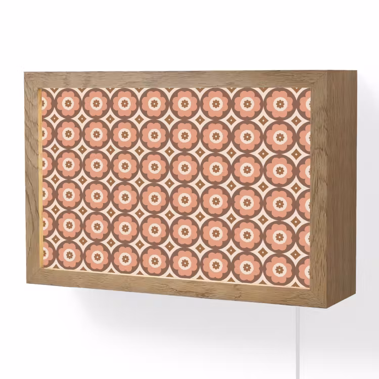 Bloemvormen - Patroon - Roze - Vintage Light Box met kabel (Wandlamp) klein -3d
