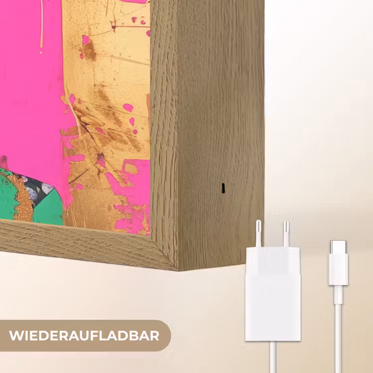 Bloemenkroon - Goud - Vrouw - Portret Light Box met batterij (Wandlamp) middel -USP_websiteoplaadbaarDE