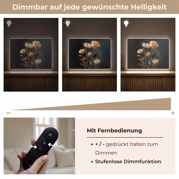 Boeket - Bloemen - Licht - Zwart Light Box met batterij (Wandlamp) middel -USP_dimbaarDE