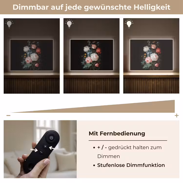 Boeket - Kleurrijk - Klassiek Light Box met batterij (Wandlamp) middel -USP_dimbaarDE