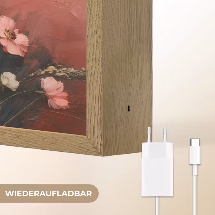 Bloemenboeket - Fijne details - Roze Light Box met batterij (Wandlamp) middel -USP_websiteoplaadbaarDE