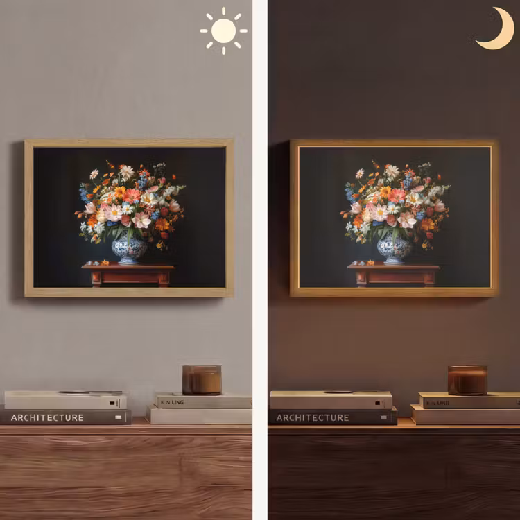 Boeket - Roze - Bloemen - Vaas Light Box met batterij (Wandlamp) middel -sfeer3