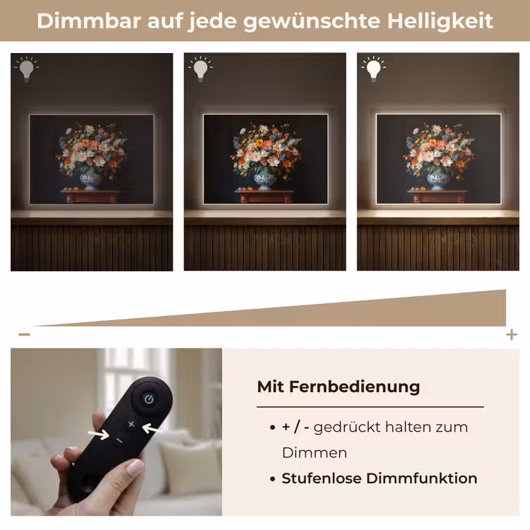 Boeket - Roze - Bloemen - Vaas Light Box met batterij (Wandlamp) middel -USP_dimbaarDE