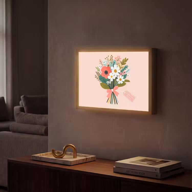 Boeket - Strikje - Kaartje - Quote Light Box met batterij (Wandlamp) middel -sfeer1