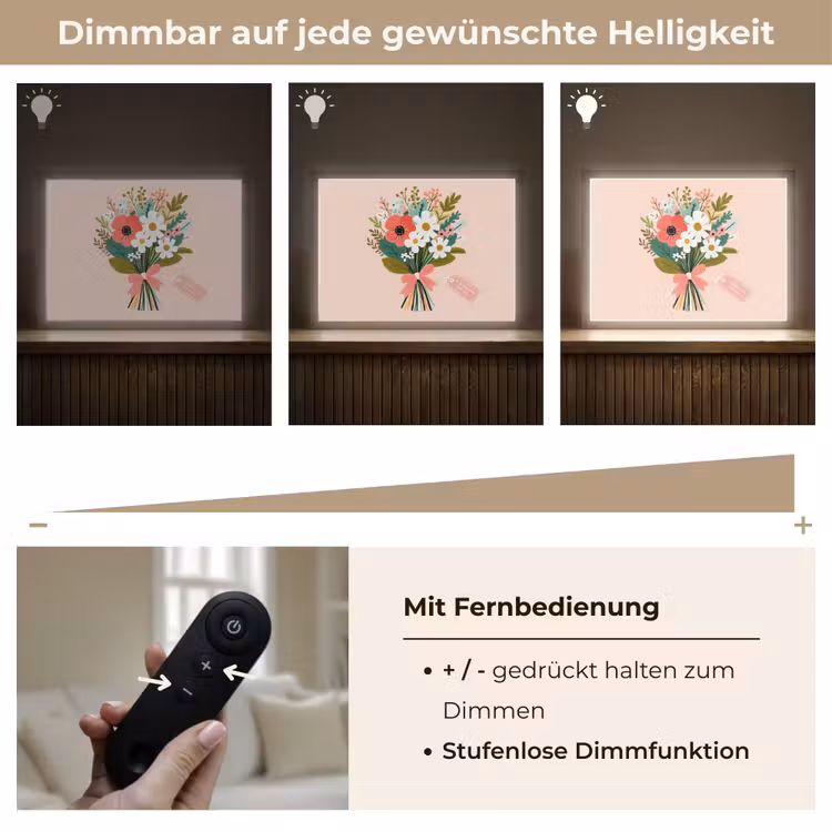 Boeket - Strikje - Kaartje - Quote Light Box met batterij (Wandlamp) middel -USP_dimbaarDE