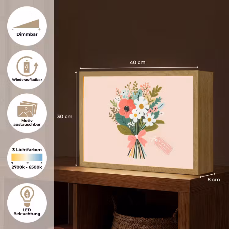 Boeket - Strikje - Kaartje - Quote Light Box met batterij (Wandlamp) middel -USP_websiteoverzichtDE