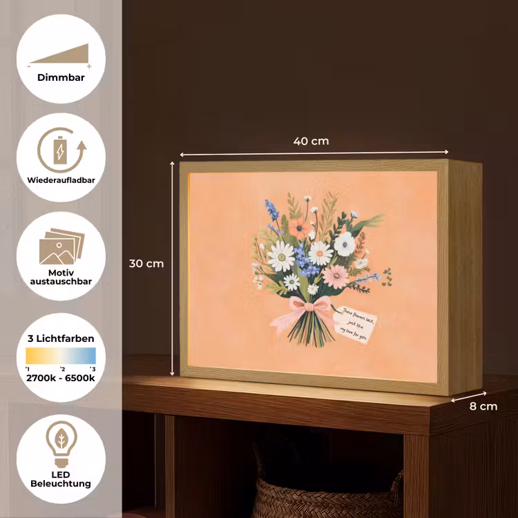 Boeket - Strikje - Quote Light Box met batterij (Wandlamp) middel -USP_websiteoverzichtDE