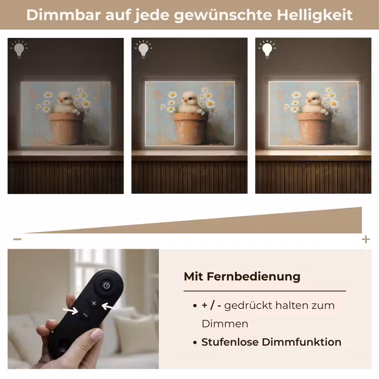 Bloempot - Kuiken - Bloemetjes Light Box met batterij (Wandlamp) middel -USP_dimbaarDE