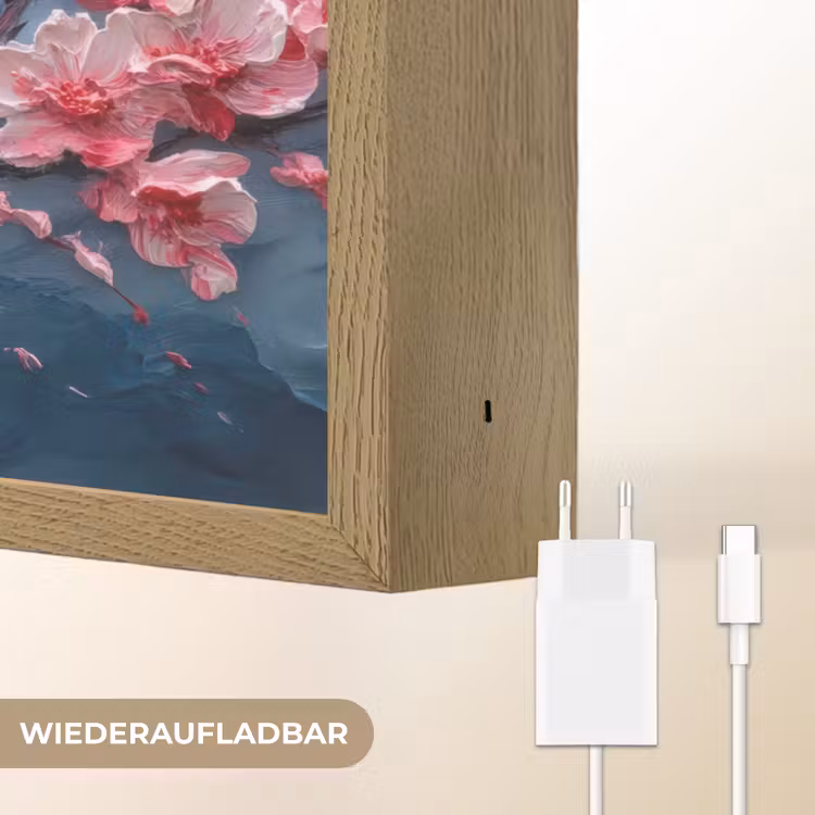 Bloesem - Bloem - Roze - Tak Light Box met batterij (Wandlamp) middel -USP_websiteoplaadbaarDE