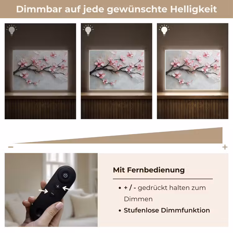 Bloesem - Kunstzinnig - Roze - Sakura Light Box met batterij (Wandlamp) middel -USP_dimbaarDE