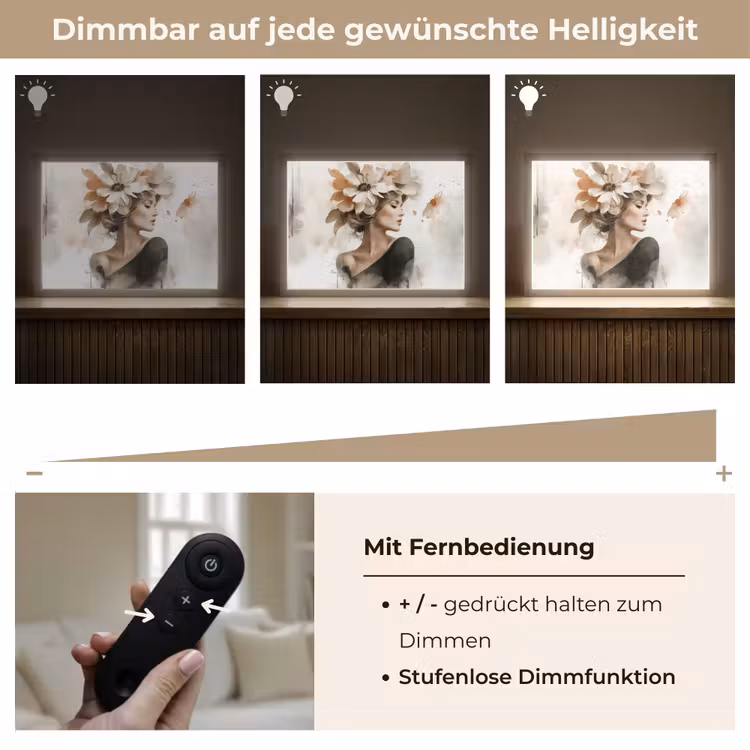 Bloesem - Portret - Gezicht Light Box met batterij (Wandlamp) middel -USP_dimbaarDE