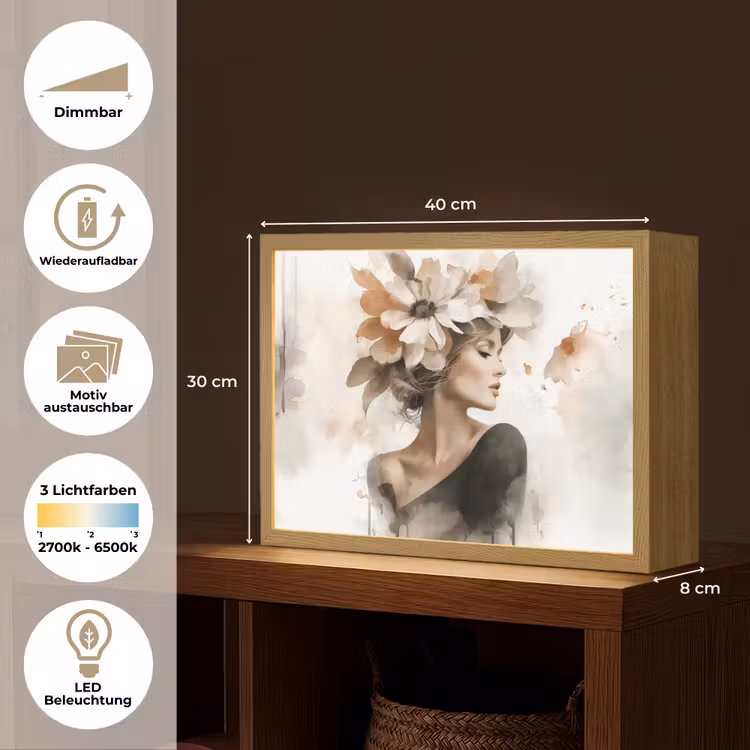 Bloesem - Portret - Gezicht Light Box met batterij (Wandlamp) middel -USP_websiteoverzichtDE