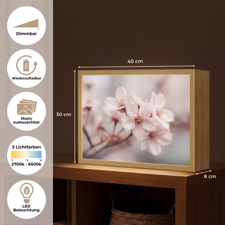 Bloesems - Meeldraden - Geel - Wazig Light Box met batterij (Wandlamp) middel -USP_websiteoverzichtDE