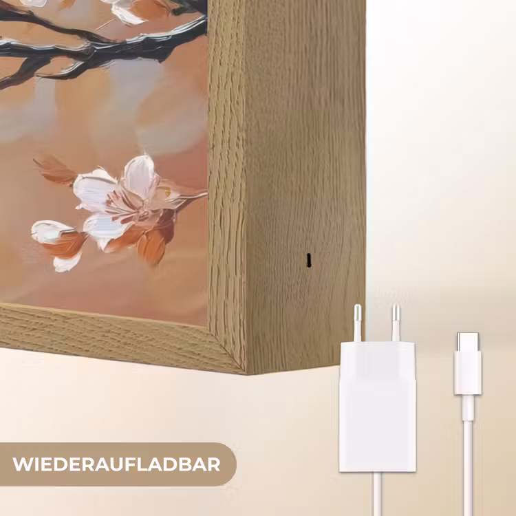 Bloesemtakken - Schilderachtig - Roze Light Box met batterij (Wandlamp) middel -USP_websiteoplaadbaarDE