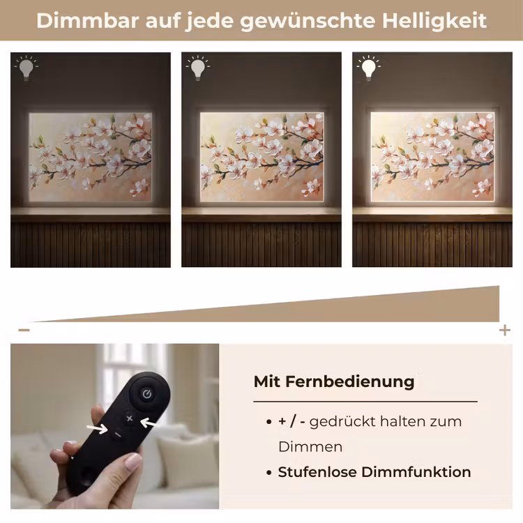 Bloesemtakken - Schilderachtig - Roze Light Box met batterij (Wandlamp) middel -USP_dimbaarDE