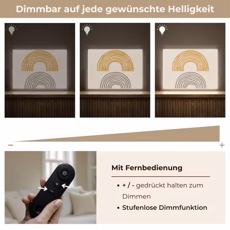 Bogen - Lijnen - Oranje - Minimalistisch Light Box met batterij (Wandlamp) middel -USP_dimbaarDE