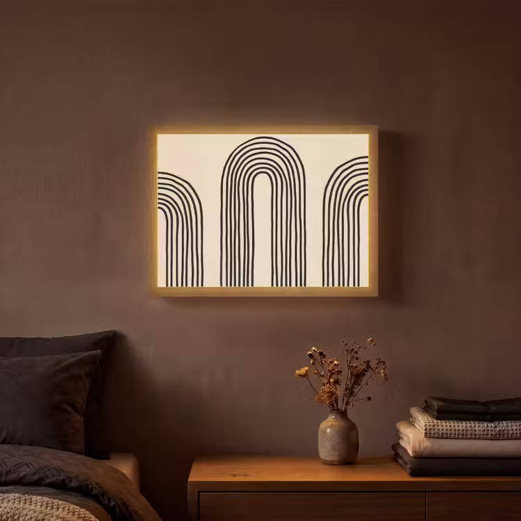 Boogvormen - Zwart - Strak Light Box met batterij (Wandlamp) middel -sfeer4