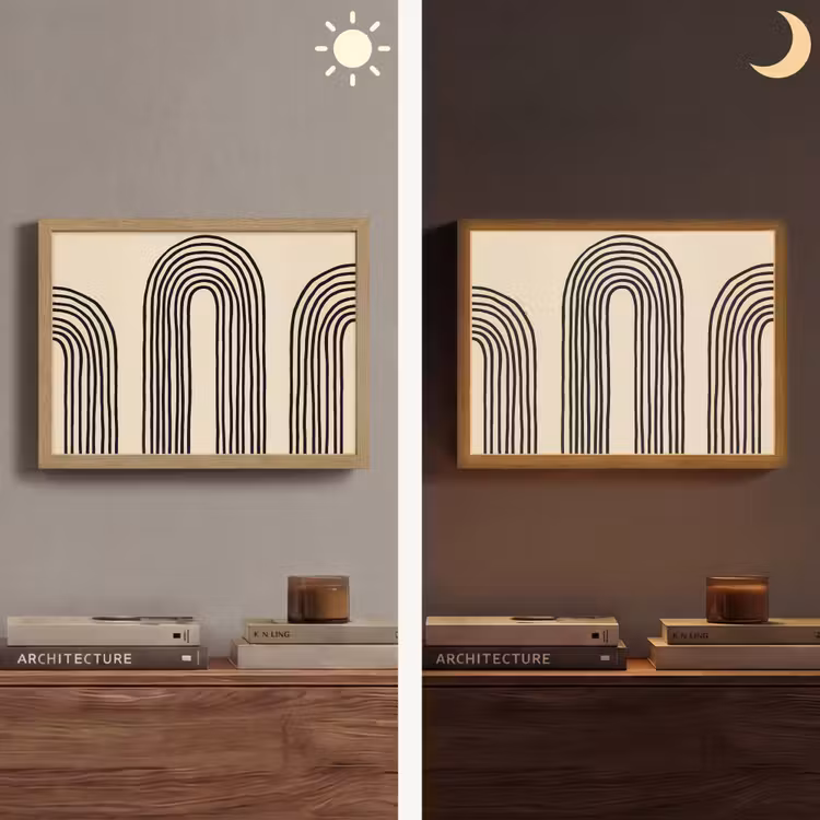 Boogvormen - Zwart - Strak Light Box met batterij (Wandlamp) middel -sfeer3