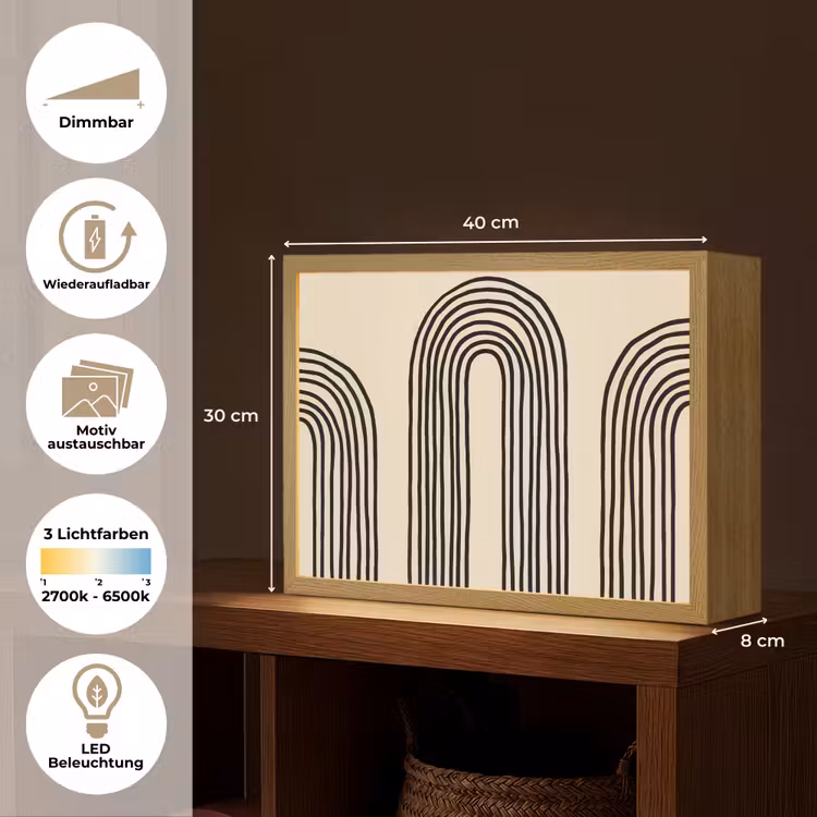 Boogvormen - Zwart - Strak Light Box met batterij (Wandlamp) middel -USP_websiteoverzichtDE