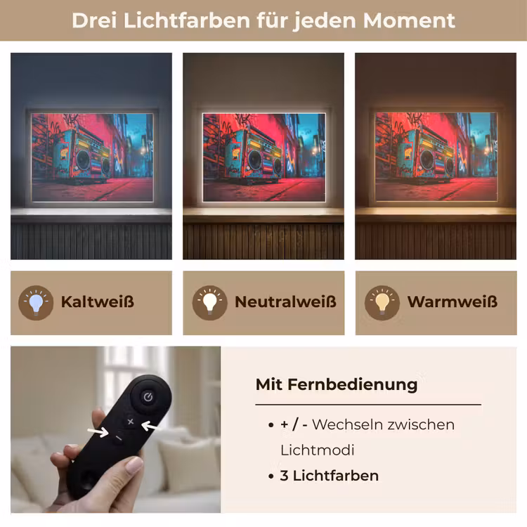 Boombox - Rood - Graffiti - Neon Light Box met batterij (Wandlamp) middel -USP_lichtkleurDE