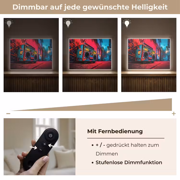 Boombox - Rood - Graffiti - Neon Light Box met batterij (Wandlamp) middel -USP_dimbaarDE