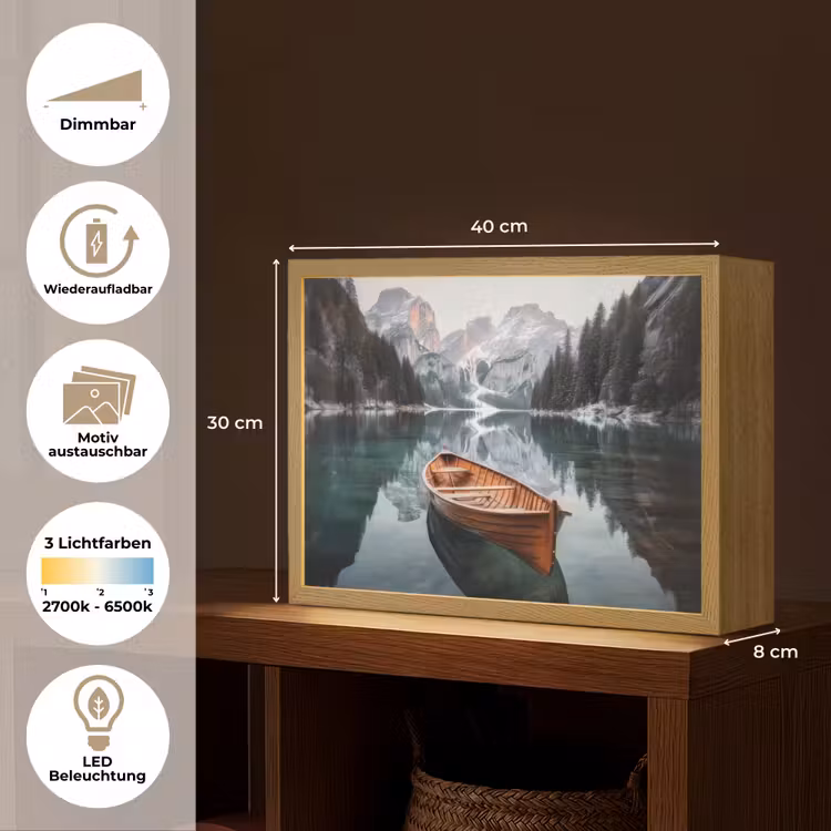 Boot - Bergen - Natuur - Water Light Box met batterij (Wandlamp) middel -USP_websiteoverzichtDE