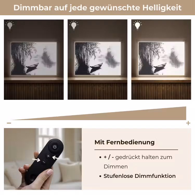 Boot - Rivier - Bamboe - Wit Light Box met batterij (Wandlamp) middel -USP_dimbaarDE