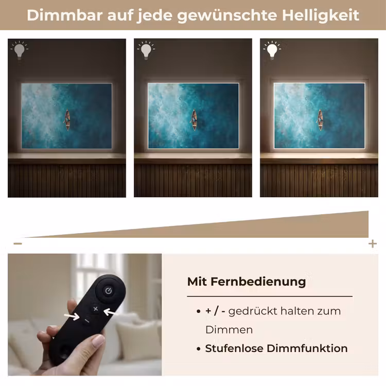 Bootje - Water - Blauw Light Box met batterij (Wandlamp) middel -USP_dimbaarDE