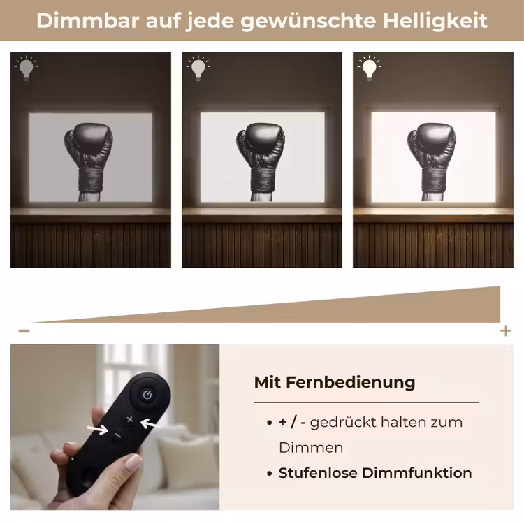 Bokshandschoen - Zwart - Hand Light Box met batterij (Wandlamp) middel -USP_dimbaarDE