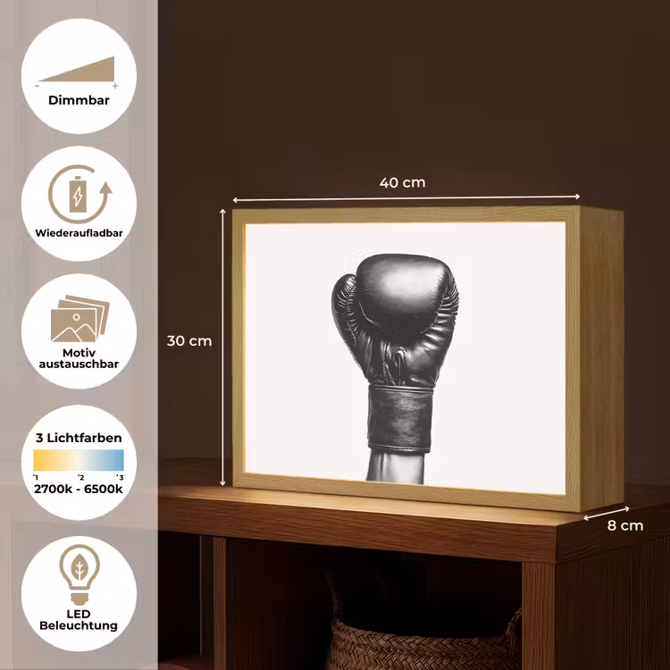 Bokshandschoen - Zwart - Hand Light Box met batterij (Wandlamp) middel -USP_websiteoverzichtDE