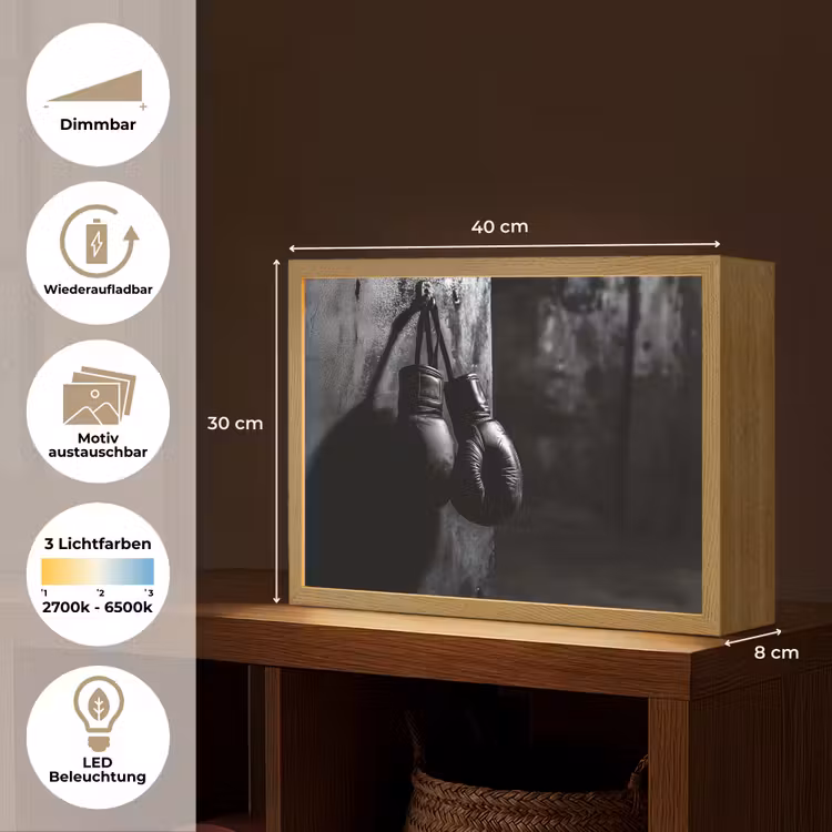 Bokshandschoenen - Muur - Duister - Zwart Light Box met batterij (Wandlamp) middel -USP_websiteoverzichtDE
