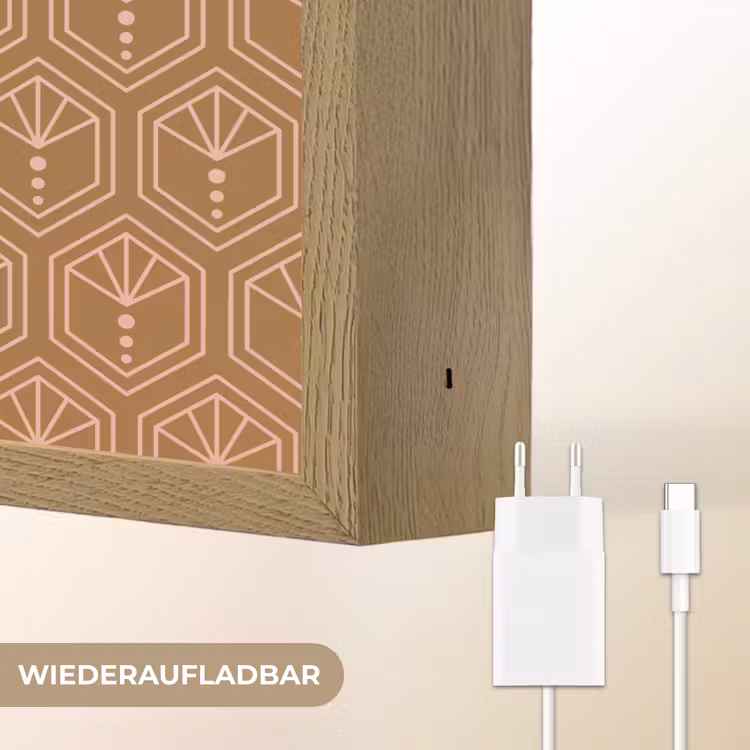 Bruin - Roze - Geometrisch - Patroon Light Box met batterij (Wandlamp) middel 907 -USP_websiteoplaadbaarDE