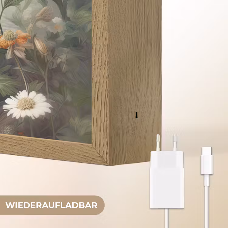 Bruine beer - Wilde dieren - Bloemen - Planten Light Box met batterij (Wandlamp) middel -USP_websiteoplaadbaarDE