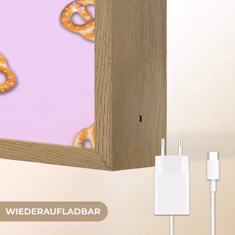 Pretzels - Eten - Paars Light Box met batterij (Wandlamp) middel -USP_websiteoplaadbaarDE