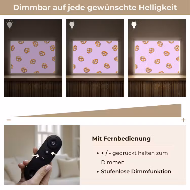 Pretzels - Eten - Paars Light Box met batterij (Wandlamp) middel -USP_dimbaarDE