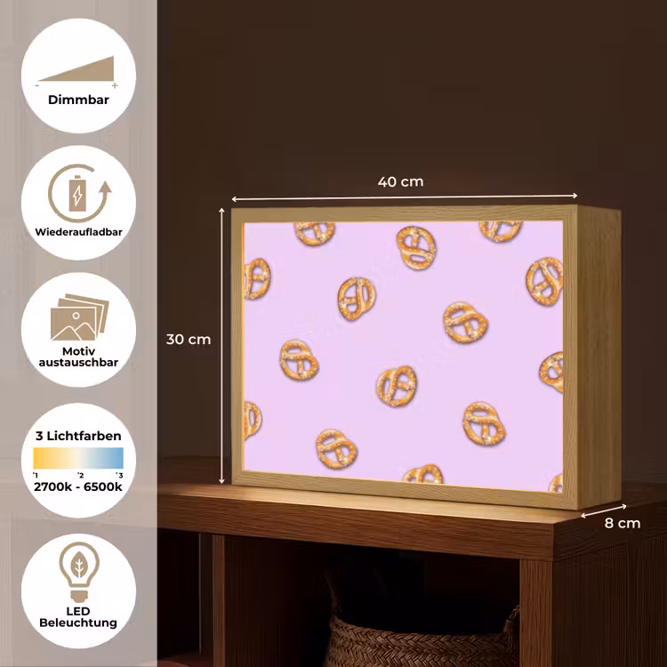 Pretzels - Eten - Paars Light Box met batterij (Wandlamp) middel -USP_websiteoverzichtDE