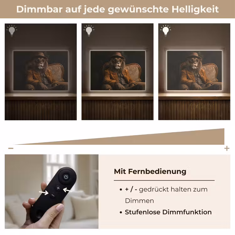 Bril - Leeuw - Bank - Hoed Light Box met batterij (Wandlamp) middel -USP_dimbaarDE