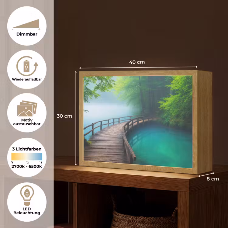 Brug - Water - Rivier - Bos Light Box met batterij (Wandlamp) middel -USP_websiteoverzichtDE