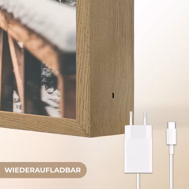 Brug - Winterlandschap - Bos - Natuur - Sneeuw Light Box met batterij (Wandlamp) middel -USP_websiteoplaadbaarDE