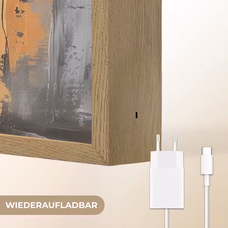 Boedhha - Penseelstreken - Goud - Abstract Light Box met batterij (Wandlamp) middel -USP_websiteoplaadbaarDE