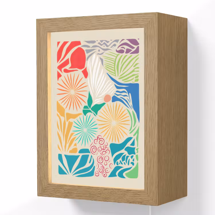 Kleurrijk - Abstract - Bloemen - Patronen Light Box met kabel (Wandlamp) klein -3d