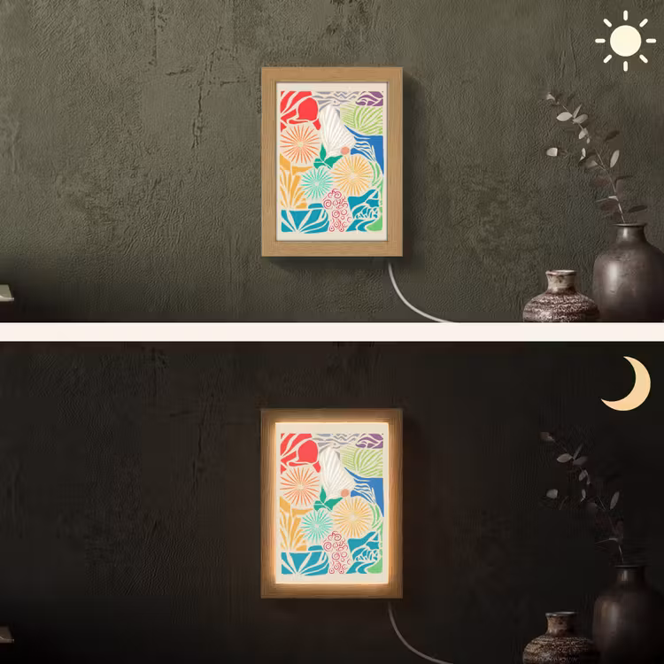 Kleurrijk - Abstract - Bloemen - Patronen Light Box met kabel (Wandlamp) klein -sfeer3
