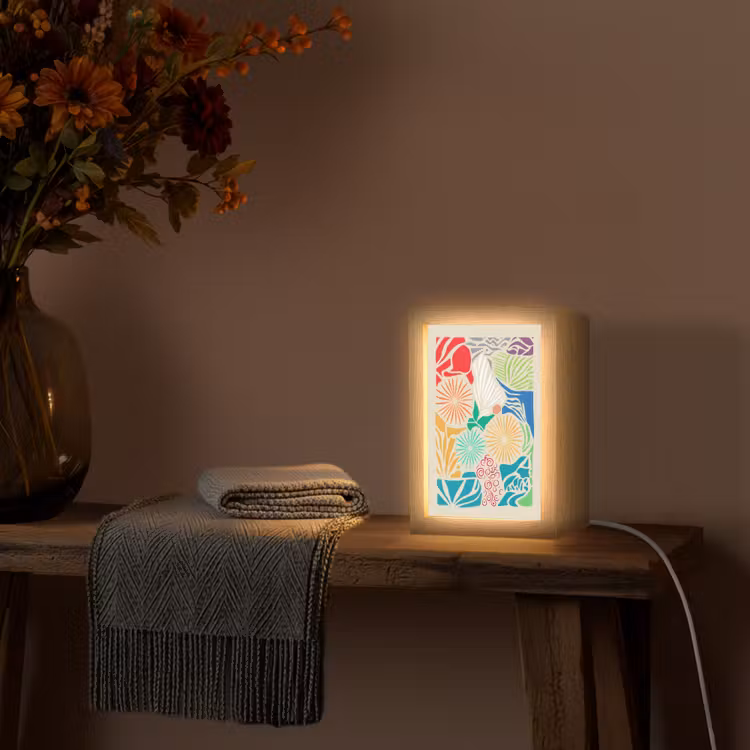 Kleurrijk - Abstract - Bloemen - Patronen Light Box met kabel (Wandlamp) klein -sfeer4